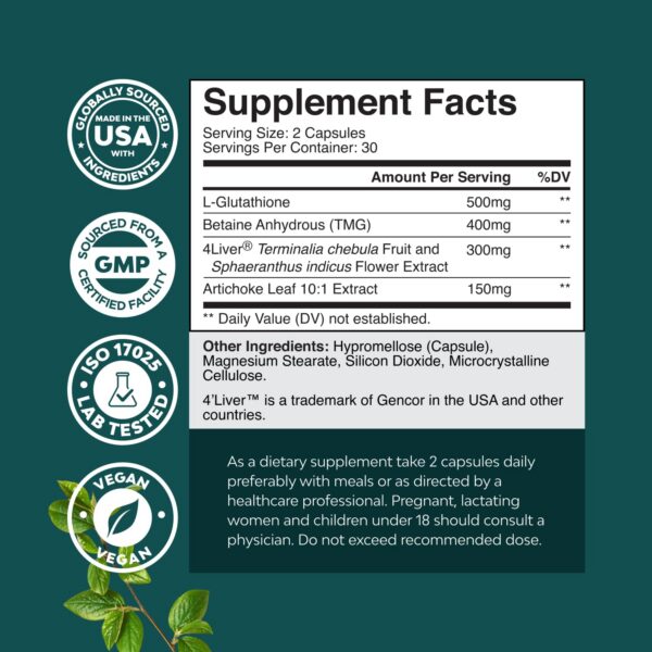 Etiqueta frontal de suplemento hepático Natures Craft