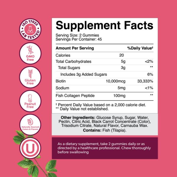 Frasco gomitas para cabello piel uñas Natures Craft biotina