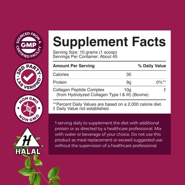 Etiqueta de Natures Craft Multi Collagen Protein Powder