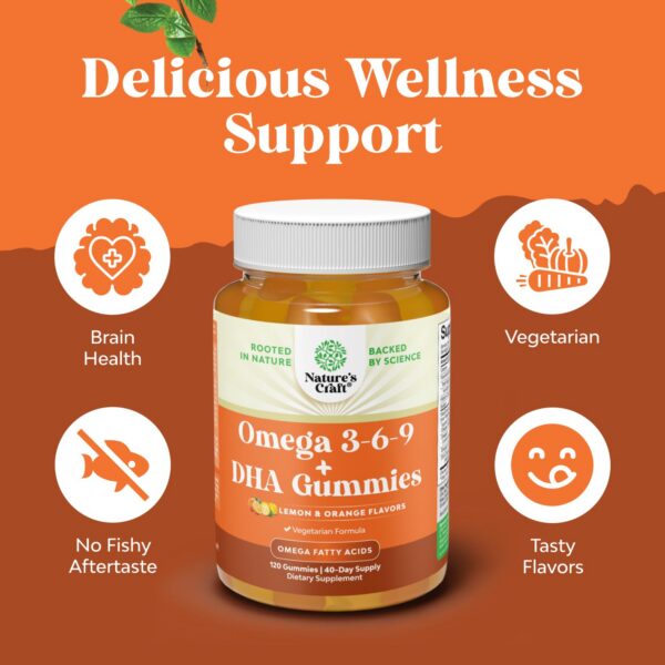 Etiqueta con DHA y omega 3-6-9