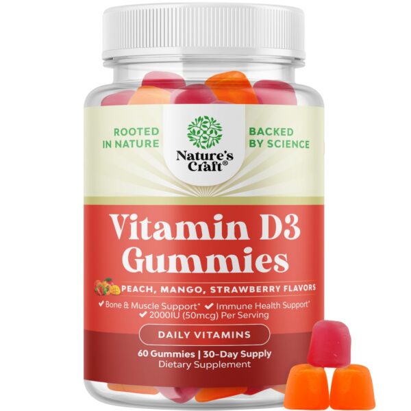 Gomitas de Vitamina D3 Natures Craft frente al envase