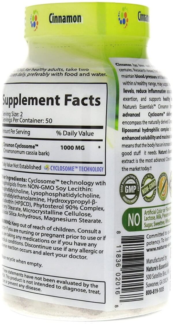 Vista lateral botella canela Nature's Essentials