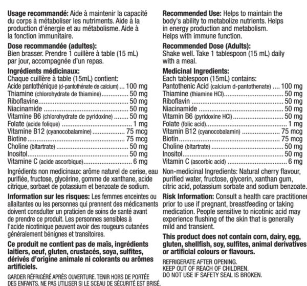 Nature's Harmony suplemento complejo b líquido etiqueta frontal