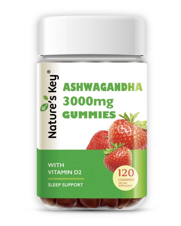 Version 1.0.0 Paquete de Nature's Key gomitas de Ashwagandha sabor fresa