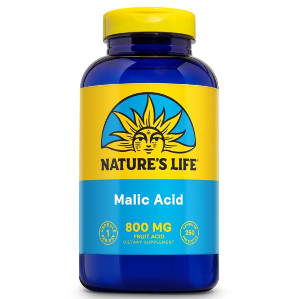 Vista frontal de Nature's Life ácido málico 800 mg