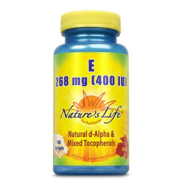 Frasco Nature's Life Vitamina E 400 UI 100 cápsulas
