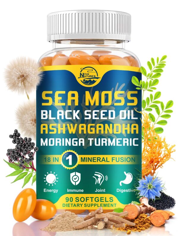 Nature's live cápsulas blandas musgo marino orgánico frasco