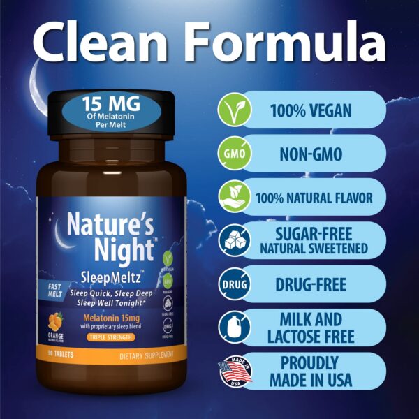 Paquete Nature's Night melatonina rápida sin azúcar y vegano