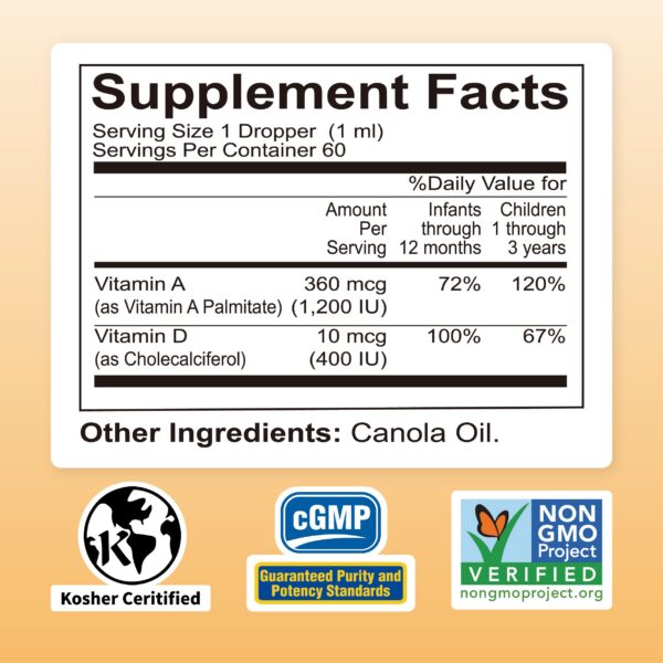 Frasco de vitamina A&D líquido Nature's Nutra