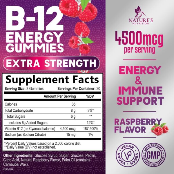 Etiqueta Gomitas B12 Nature's Nutrition