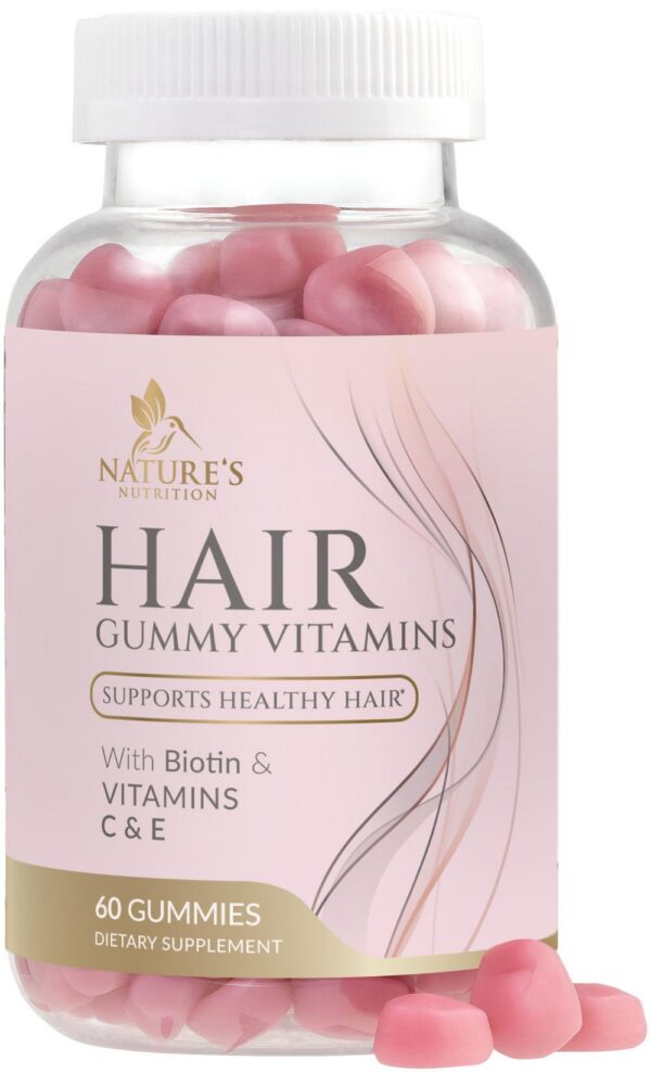 Nature's Nutrition gomitas sin azúcar con biotina y vitaminas para cabello