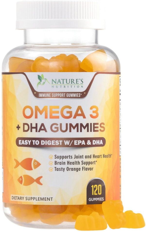 Nature's Nutrition Omega-3 gomitas frente a fondo blanco