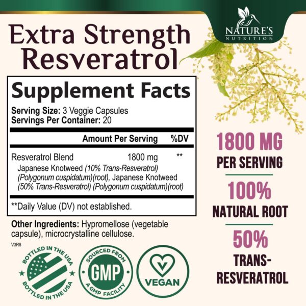 Etiqueta de ingredientes Nature's Nutrition Resveratrol