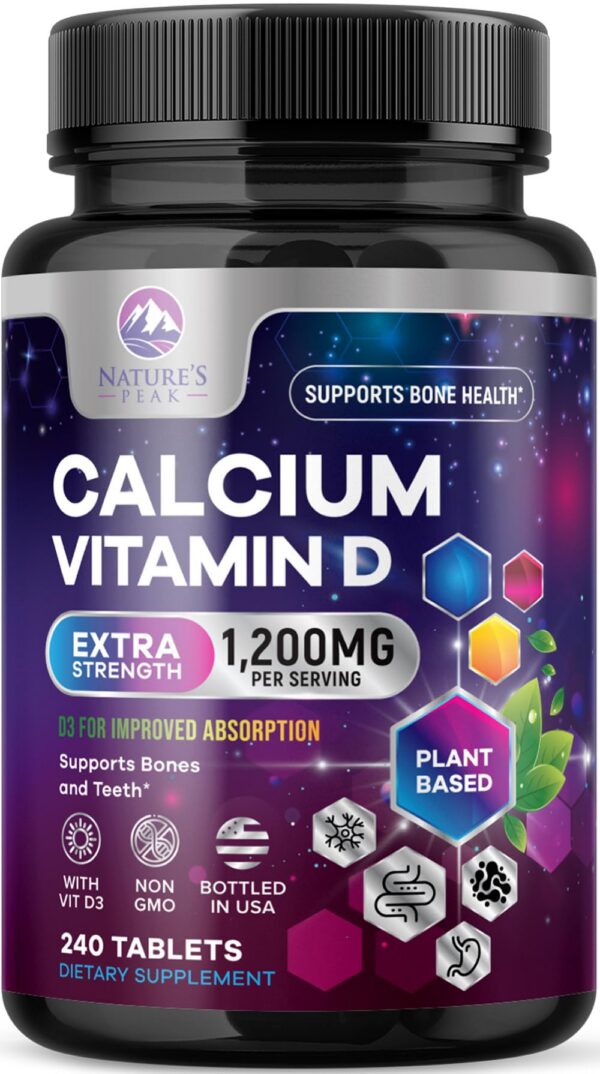 Nature's Peak calcio 1200 mg con vitamina D3 frasco