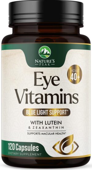 Botella frontal de Nature's Peak Eye Vitamins