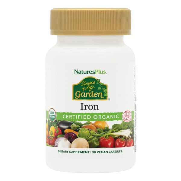 Frasco Nature's Plus hierro orgánico frente