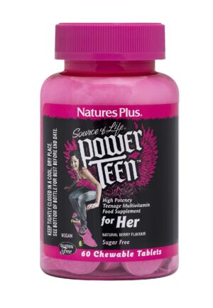 Natures Plus Power Teen multivitamínico para mujeres jóvenes tabletas masticables baya silvestre