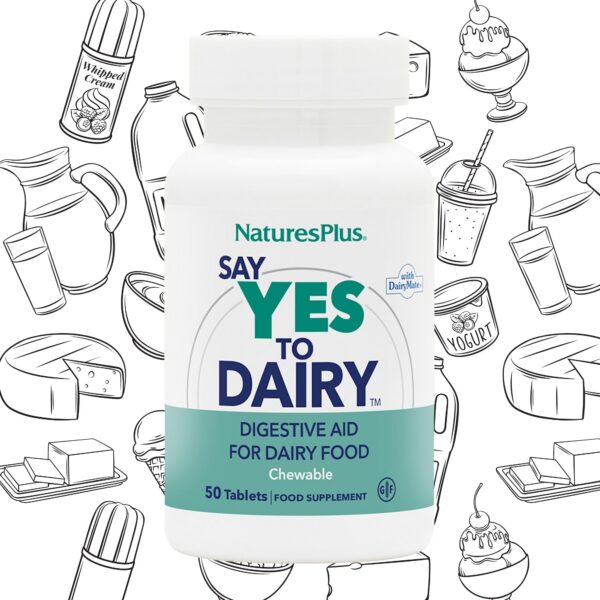 Natures Plus Say Yes to Dairy apoyo digestivo sabor vainilla francesa