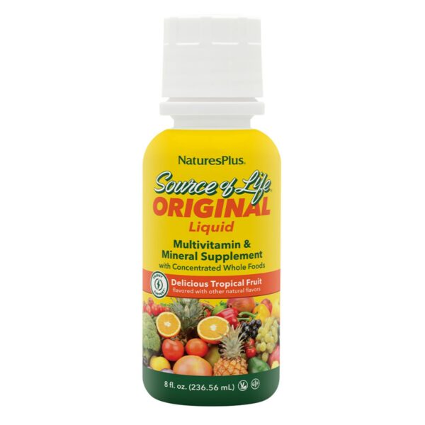 Version 1.0.0 Botella de líquido multivitamínico Natures Plus sabor fruta tropical