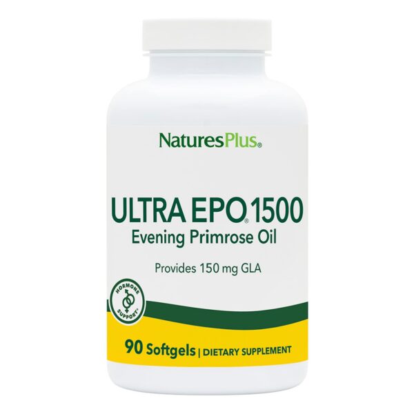 Frasco Natures Plus Ultra EPO 1500 aceite de onagra 90 cápsulas