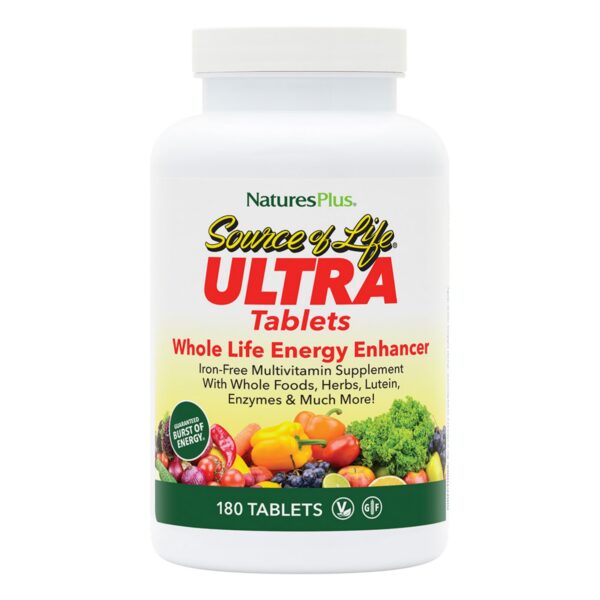 Natures Plus Ultra Source of Life Multivitamin sin Hierro - Frente del envase