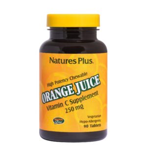 Natures Plus vitamina c masticable sabor jugo de naranja 90 tabletas