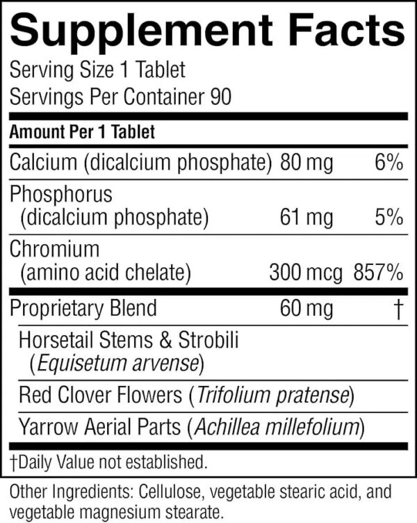 Presentación de tabletas Nature's Sunshine Cromo GTF