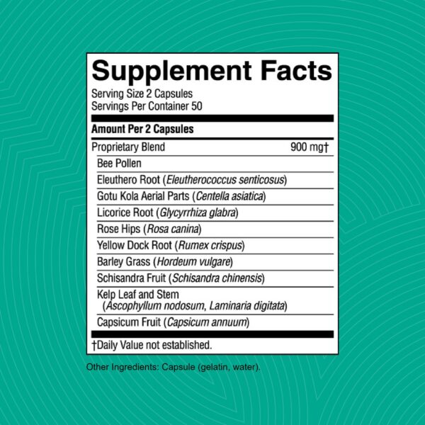 Nature's Sunshine Energ-V etiqueta