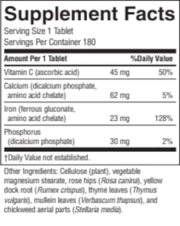 Envase Nature's Sunshine Hierro quelado 25 mg