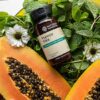 Etiqueta y logo de Nature's Sunshine Papaya Mint