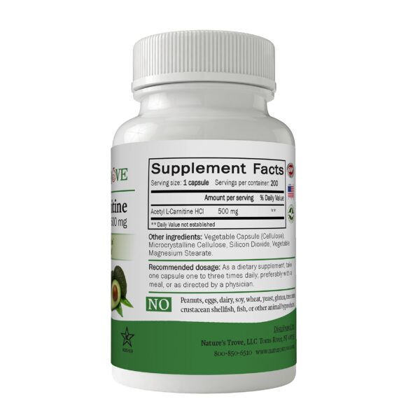 Version 1.0.0 Etiqueta frontal de Nature's Trove Acetyl L-Carnitine
