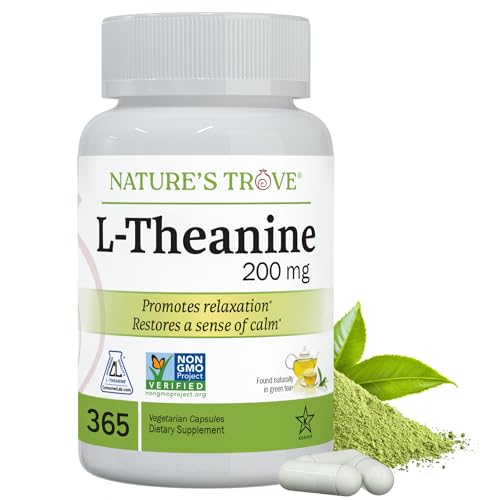 Frente de Nature's Trove L-Theanine 200 mg cápsulas