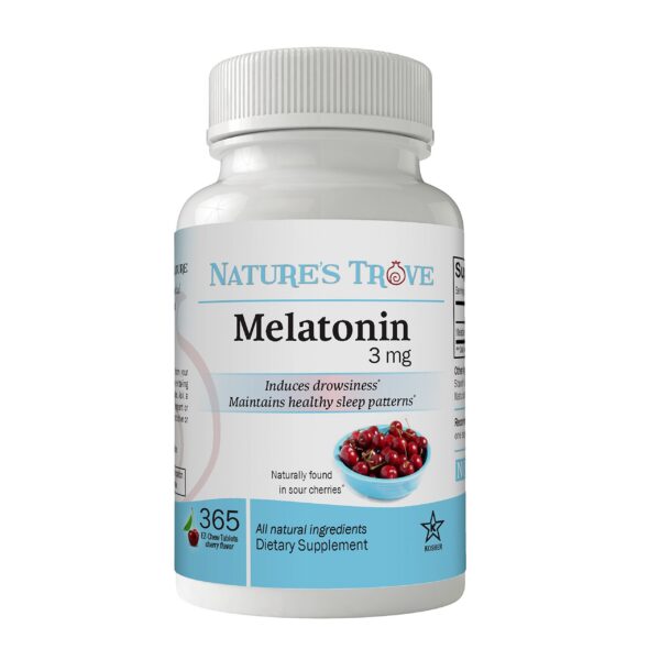 Nature’s Trove melatonina 3mg masticable sabor cereza botella