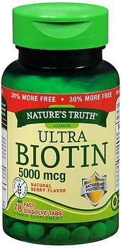 Nature's Truth Biotina tabletas suplemento para cabello piel y uñas