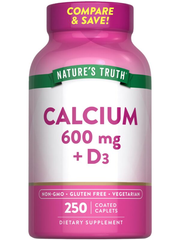 Frasco Nature's Truth Calcium 600 mg etiqueta frontal