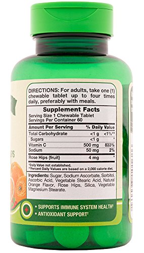 Nature's Truth cápsulas vitamina C masticable 500mg vista lateral