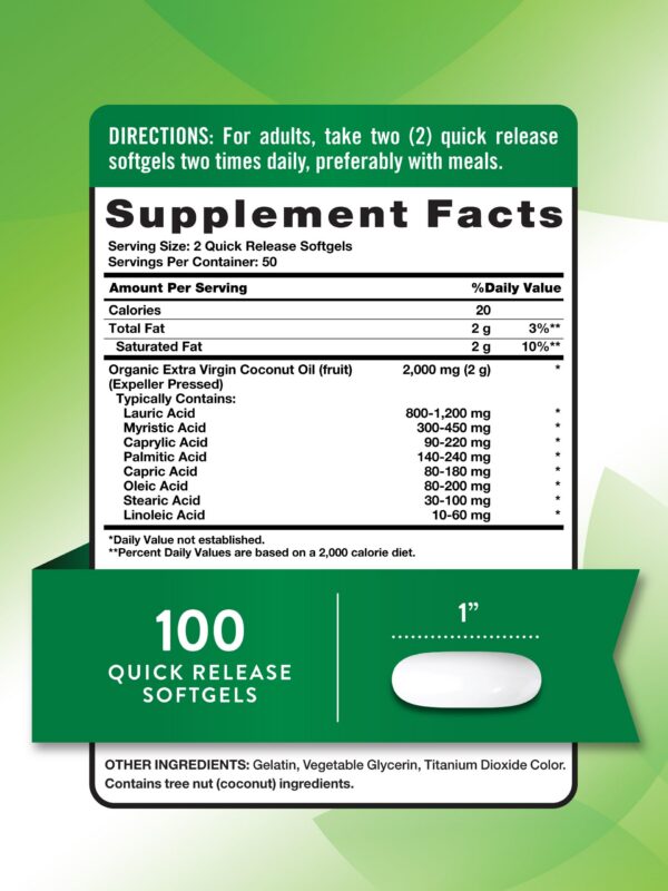 Frasco y etiqueta del aceite de coco Nature's Truth