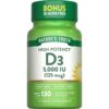 Nature's Truth D3 5000 UI softgels suplemento caja 130 cápsulas