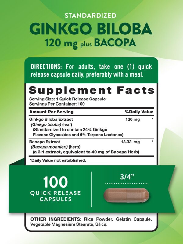 Frasco Nature's Truth suplemento Ginkgo Biloba y Bacopa
