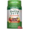 Nature's Truth gomitas veganas omega-3-6-7-9 durazno frasco frontal