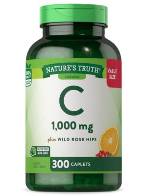 Botella Nature's Truth vitamina c 1000mg rosa mosqueta 300 cápsulas