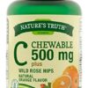 Nature's Truth vitamina C masticable 500mg paquete 3 envase frontal
