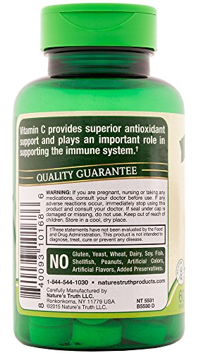 Nature's Truth vitamina C masticable etiqueta nutricional