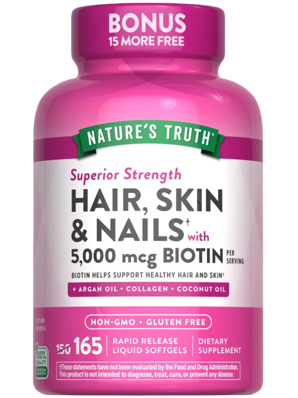 Nature's Truth vitamina para cabello piel y uñas 165 cápsulas