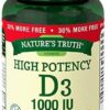 Nature's Truth vitamina d3 1000 ui cápsulas blandas verde frasco