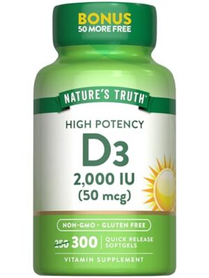 Nature's Truth vitamina d3 2000 ui botella frontal