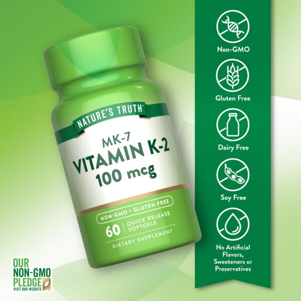 Capsulas blandas Nature's Truth vitamina K2 MK-7 60 unidades