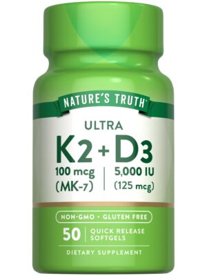 Nature's Truth Vitamin K2 MK7 Complex botella de 50 cápsulas blandas