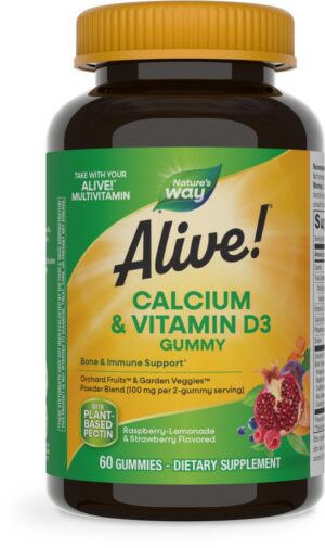 Version 1.0.0 Gomitas de calcio y vitamina D3 Nature's Way Alive caja frontal