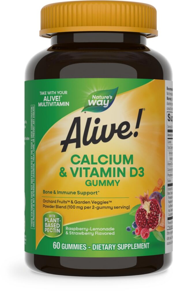 Gomitas de calcio y vitamina D3 Nature's Way Alive caja frontal